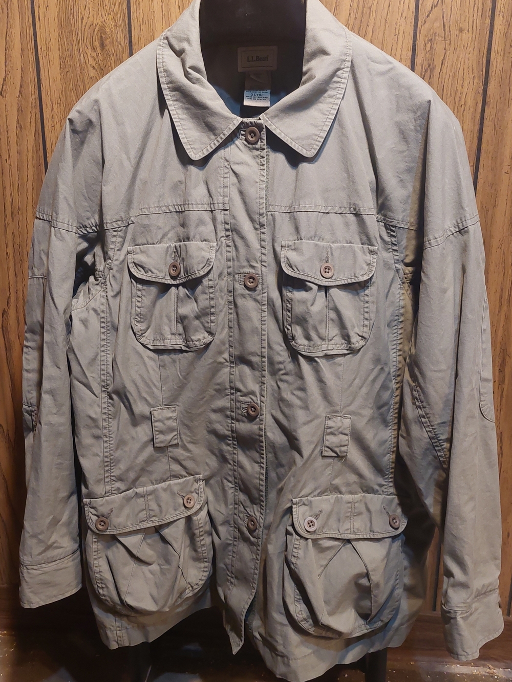 LL Bean Safari Utility Cargo Hunting Jacket XL Green Womans Lots Of Pockets